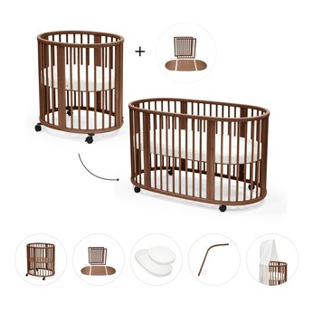 Bundle Sleepi Mini inkl. Umbausatz, 2 Matratzen und Spannbettücher, Himmelstange und Himmel