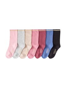 7er-Pack Mädchen Socken, Glitzerstreifen BASIC