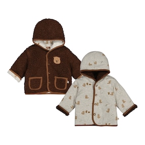 Plüsch-Wendejacke mit Kapuze Biber