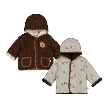 Plüsch-Wendejacke mit Kapuze Biber