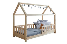 Kinderbett Hausbett "Kay" 80x160 Kiefer natur