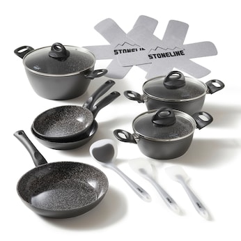 STONELINE CERAMIC Keramik Kochgeschirr-Set 14-teilig | mit Deckeln - Schwarz