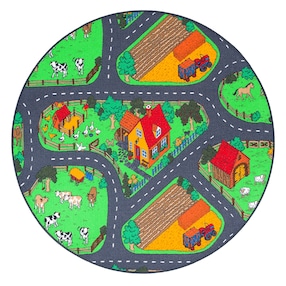 Kinder Spiel Teppich Bauernhof Rund