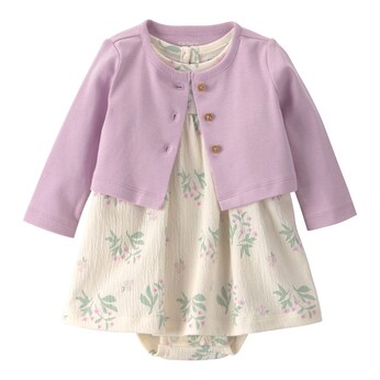 2-tlg. Set Bodykleid Flügelarm und Jacke Blumen gekreppt