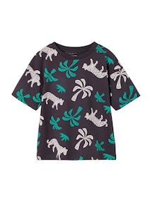 T-Shirt bunter Alloverprint Jungen mit Recycling-Baumwolle