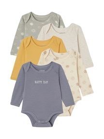 5er-Pack Baby Langarm-Bodys in Schlupfform mit Sonnen, Bio-Baumwolle