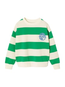 Sweatshirt mit Streifen und Print Jungen, Recycling-Polyester
