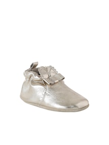 Festliche Baby Leder-Krabbelschuhe mit Schleife, Geschenkbox