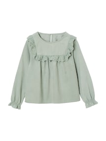 Mädchen Cordbluse mit Rüschen und Lochstickerei