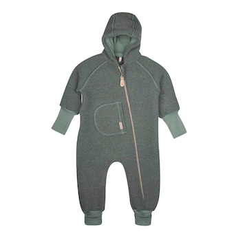 Wollwalk-Overall mit Kapuze und Klappbündchen