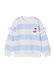 Mädchen Ringel-Sweatshirt, Volantärmel
