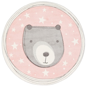 Kinder Teppich Maui Kids Pastell Rosa Bär Rund