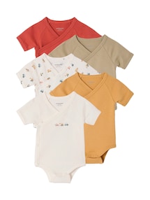 5er-Pack Baby Wickelbodys mit Traktormotiv, Bio-Baumwolle