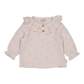 Musselin-Shirt langarm Vögel Rüschen