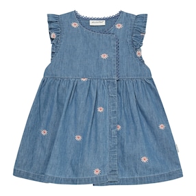 Chambray-Kleid ohne Arm Blumen