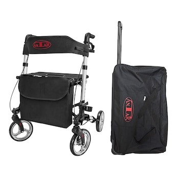 Leichtgewicht-Rollator Premium, Aluminium AT51006 + Transporttasche mit Rollen 