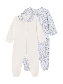 Bio-Kollektion: 2er-Pack Baby Strampler mit Blumen