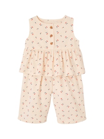 Baby-Set aus ärmelloser Bluse und weiter Hose mit Kirschen-Motive