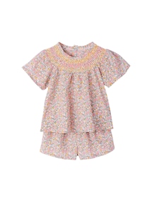 Mädchen Baby-Set: Bluse mit Flügelärmeln & Shorts