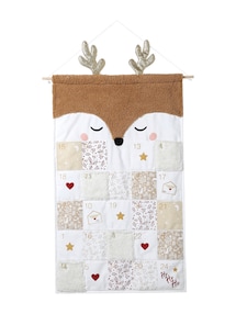 Adventskalender RENTIER mit goldenem Geweih, Teddyfleece