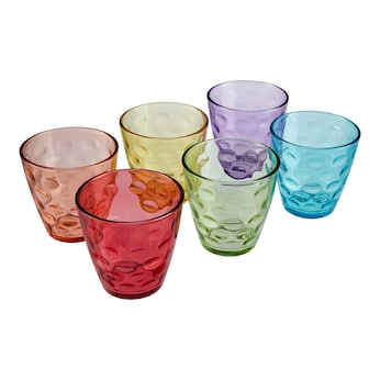 Kleurige glazen, 6 stuks à 220 ml