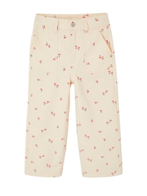 Weite Mädchen Hose Worker-Style mit Kirschen, Bundweite verstellbar