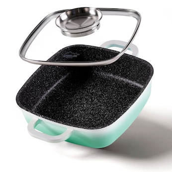 STONELINE Servierpfanne Eckig 20 cm Mint | mit Deckel  