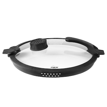 STONELINE Glasdeckel 28 cm mit SMELL WELL Funktion | Schwarz
