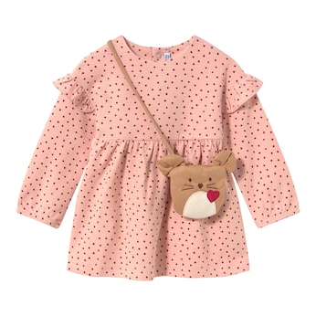 Kleid langarm Punkte Rüschen