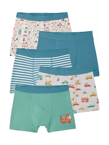 5er-Pack Boxershorts mit Auto- und Straßen-Motiven, Jungen, Bio-Baumwolle