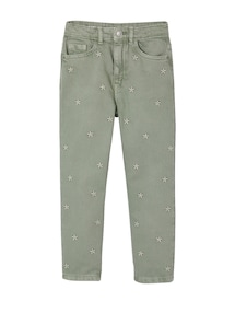 M‰dchen Mom-Fit-Hose mit gestickten Motiven, Bundweite verstellbar