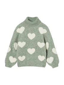 Flauschiger Mädchen Rollkragenpullover mit Muster