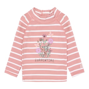 Badeshirt langarm mit UV-Schutz Blumen Ringel
