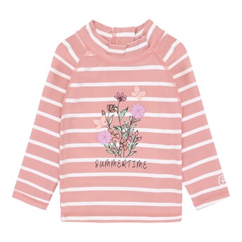 Badeshirt langarm mit UV-Schutz Blumen Ringel