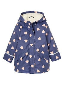 Warme Regenjacke mit Kapuze & Teddyfleece-Futter Mädchen