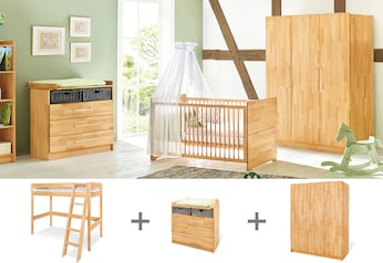 Jugendzimmer-Set „Natura” breit groß mit Hochbett, 3-tlg.