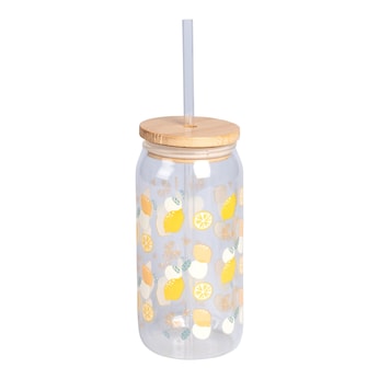 Drinkglas met rietje en deksel, 500 ml