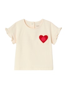 Baby T-Shirt mit Häkel-Herz und Rüschenärmeln