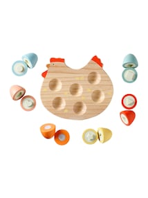 Holz-Henne mit bunten Eiern COCOTTE FSC®, Capsule OSTERN