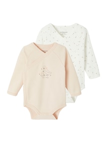 Bio-Kollektion: 2er-Pack Baby Wickelbodys mit langen Ärmeln