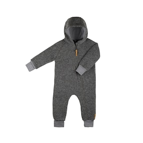 Wollwalk-Overall mit Kapuze und Klappbündchen