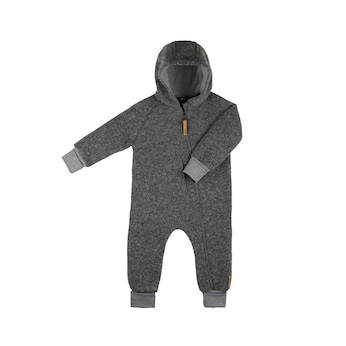 Wollwalk-Overall mit Kapuze und Klappbündchen