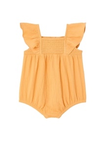 Baby Kurzoverall mit gesmockten Ausschnitt und Volantärmeln, Bio-Baumwolle