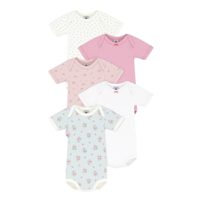 5er-Pack Bodys kurzarm Blumen Herzen