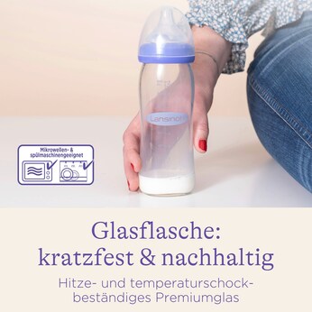 Babyflasche mit NaturalWave®Sauger M, Glas, Weithals, 240 ml