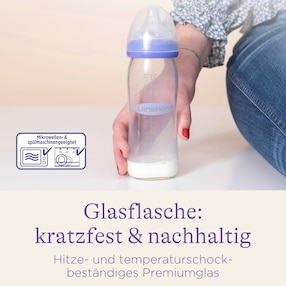 Babyflasche mit NaturalWave®Sauger M, Glas, Weithals, 240 ml
