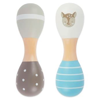 Baby Holzrassel Reh 2er Set, 19 cm