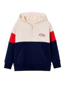 Kapuzensweatshirt Jungen im Colorblock-Look, Recycling-Polyester