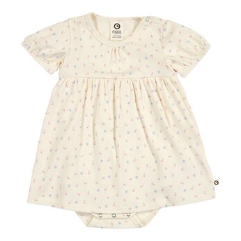 Bodykleid kurzarm Puffärmel Blumen Rippqualität