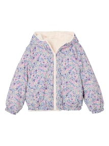 Wendbare Mädchen Kapuzenjacke mit Leomuster und Teddyfleece